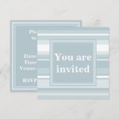 Invitation Bandes bleu glace monogramme (Devant / Derrière)