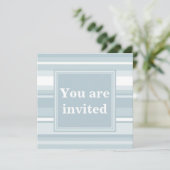 Invitation Bandes bleu glace monogramme (Debout devant)