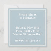 Invitation Bandes bleu glace monogramme (Dos)