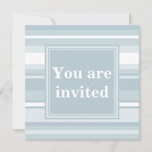 Invitation Bandes bleu glace monogramme (Devant)