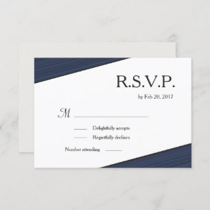 Invitation Bandes bleu marine gris minimaliste rsvp