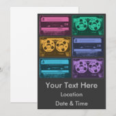 Invitation Bandes Cassette Colorées Rétro (Devant / Derrière)
