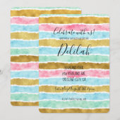 Invitation Bandes d'aquarelle or chic (Devant / Derrière)