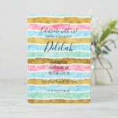 Invitation Bandes d'aquarelle or chic (Debout devant)