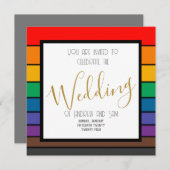 Invitation Bandes de blocs de couleur arc-en-ciel (Devant / Derrière)