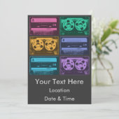 Invitation Bandes de cassettes colorées rétro (Debout devant)