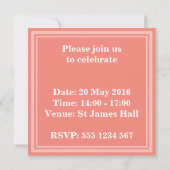 Invitation Bandes de corail monogramme (Dos)