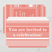 Invitation Bandes de corail monogramme (Devant / Derrière)