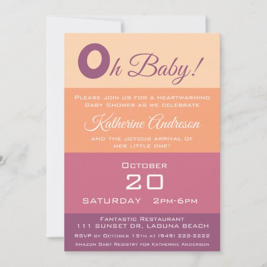 Invitation Bandes de couleur baby shower-automne (Devant)