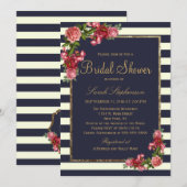 Invitation Bandes de la marine rose et Fête des mariées d'or (Devant / Derrière)