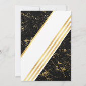Invitation Bandes de marbre d'or typographie Baby shower noir (Dos)