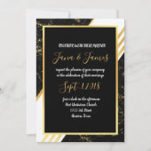 Invitation Bandes de marbre d'or typographie noir (Devant)