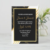 Invitation Bandes de marbre d'or typographie noir (Debout devant)