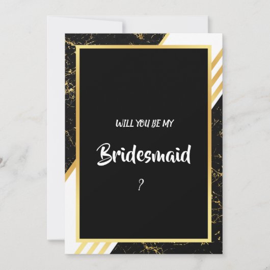 Invitation Bandes de marbre d'or typographie noir Bridesmaid (Devant)