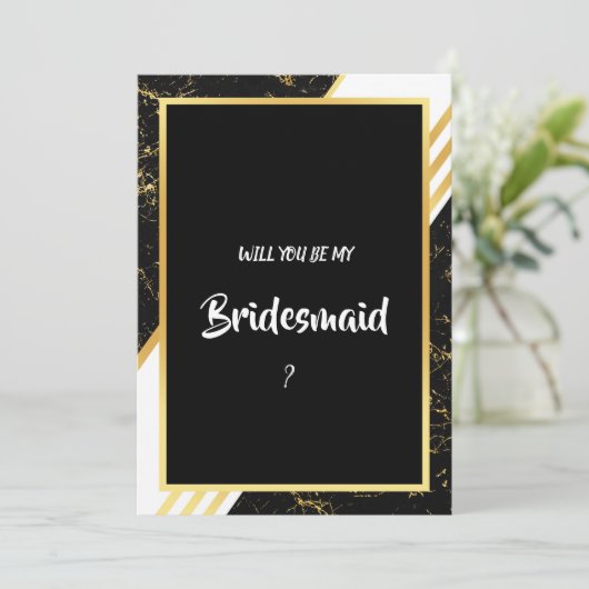 Invitation Bandes de marbre d'or typographie noir Bridesmaid (Debout devant)