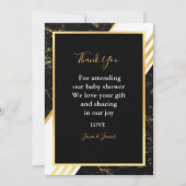 Invitation Bandes de marbre d'or typographie noir merci (Devant)