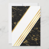 Invitation Bandes de marbre d'or typographie noir merci (Dos)