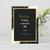 Invitation Bandes de marbre d'or typographie noir merci (Debout devant)