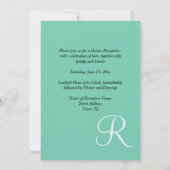 Invitation Bandes de monogramme vert mousse de mer de plage p (Dos)