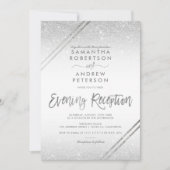 Invitation Bandes de parties scintillant argent élégant maria (Devant)