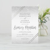 Invitation Bandes de parties scintillant argent élégant maria (Debout devant)