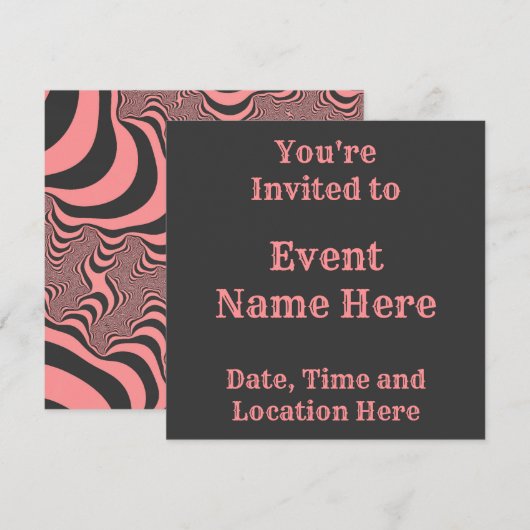 Invitation Bandes de zèbre rose pâle (Devant / Derrière)