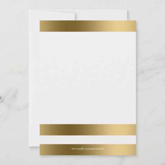 Invitation Bandes d'or simples sur Mariage Arrière - plan bla (Dos)