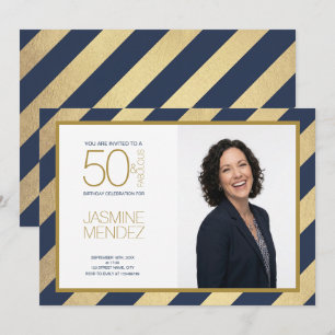 Invitation Bandes dorées 50 & Fabulux Anniversaire Photo