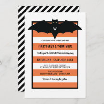 Bandes et monogramme | Mariage d'Halloween orange