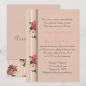 Invitation Bandes florales roses chrétiennes, religieuses (Devant / Derrière)