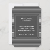 Invitation Bandes gris monogramme (Dos)
