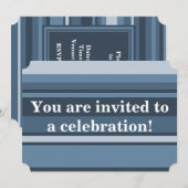 Invitation Bandes gris monogramme (Devant / Derrière)