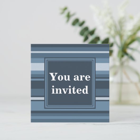 Invitation Bandes gris monogramme (Debout devant)