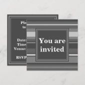 Invitation Bandes gris monogramme (Devant / Derrière)