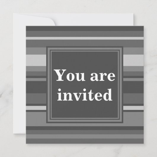 Invitation Bandes gris monogramme (Devant)