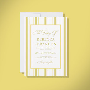 Invitation Bandes Jaunes Élégant Code QR RSVP Mariage d'Été