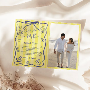 Invitation Bandes jaunes Photo bébé thème italien Ciao Baby