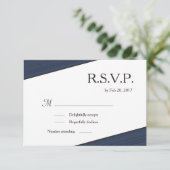 Invitation Bandes minimales gris blanc bleu marine rsvp (Debout devant)