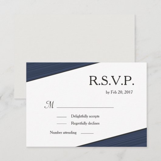 Invitation Bandes minimales gris blanc bleu marine rsvp (Devant / Derrière)
