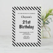 Invitation Bandes noires/blanches encadrées fête d'anniversai (Debout devant)