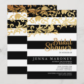 Invitation Bandes noires et blanches avec Fête des mariées à  (Devant / Derrière)