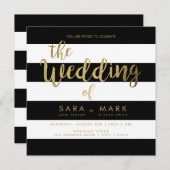 Invitation Bandes noires et blanches avec typographie à huile (Devant / Derrière)