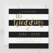 Invitation Bandes noires et blanches avec typographie à huile (Devant)