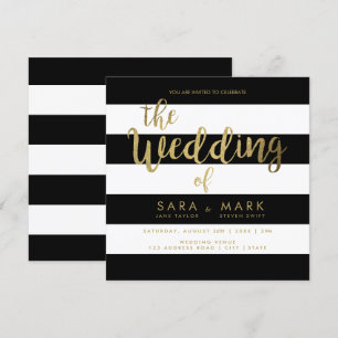 Invitation Bandes noires et blanches avec typographie à huile