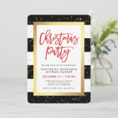 Invitation Bandes noires et blanches et or | Fête de Noël (Debout devant)