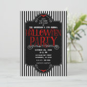 Invitation Bandes noires et blanches Fête gothique rouge d'Ha (Debout devant)