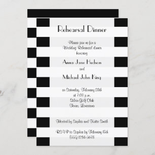 Invitation Bandes noires et blanches, Lignes, Dîner de répéti