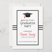 Invitation Bandes Noires Et Casquette (Devant)