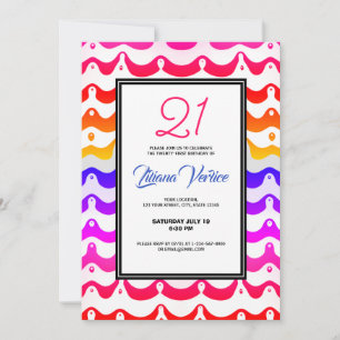 Invitation Bandes ondulées psychédéliques tropicales jazzy