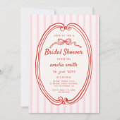 Invitation Bandes roses à la main Douche nuptiale (Devant)